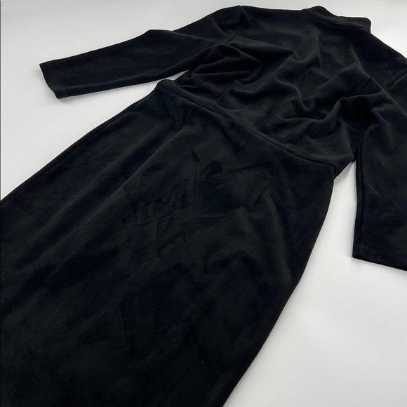 J. McLaughlin Solid Lillian Dress black faux suede mature‎ classic career medium - Picture 9 of 10